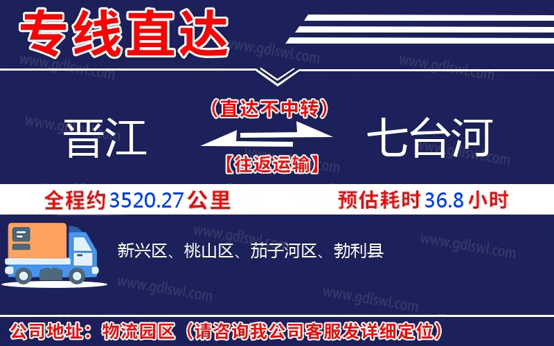 晉江到七臺(tái)河物流公司